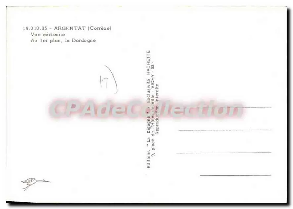 Argentat (Corrèze) — Vista aérea — Edições La Cigogne, Vichy - Verso