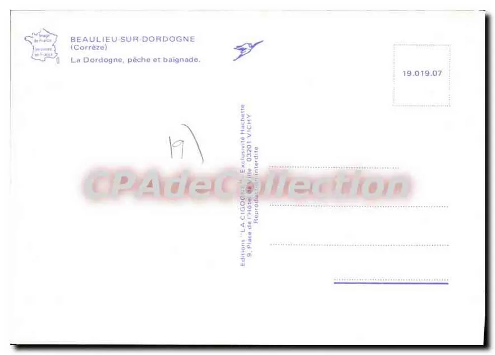 Beaulieu-sur-Dordogne — pesca e banho — Edições 'La Cigogne', Vichy - Verso