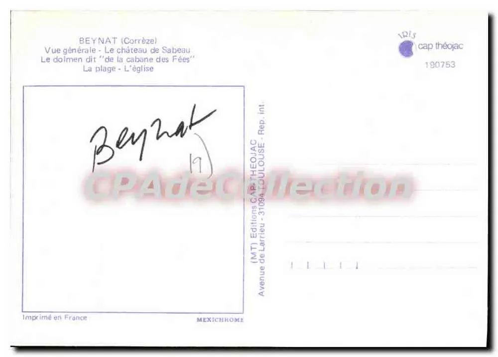 Beynat — Corrèze — Erinnerungen — Éditions de Larrieu - Rückseite