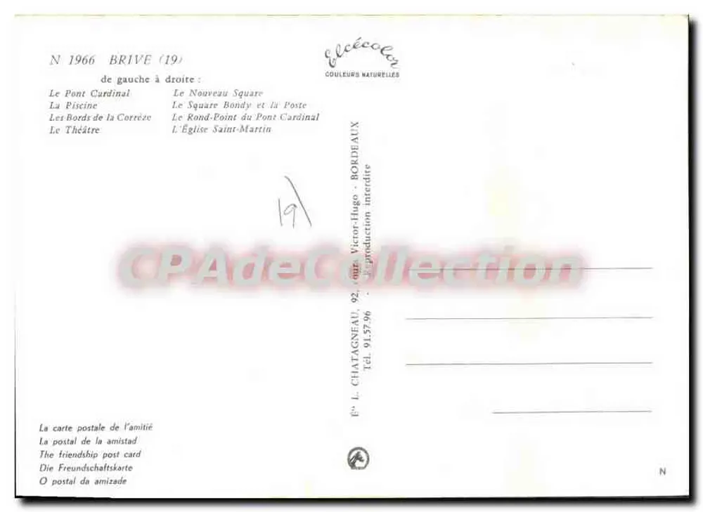 Brive — Herinnering — Gepubliceerd door Élécolore, N° 1966 - Achterkant