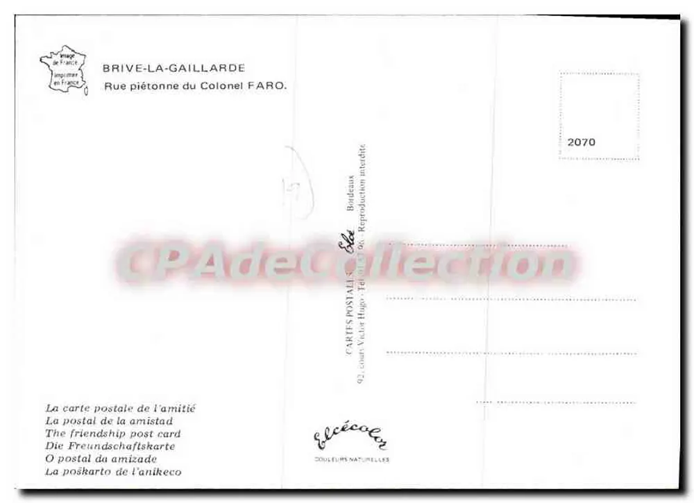 Ansicht der Fußgängerstraße des Colonel Faro in Brive-la-Gaillarde — Verlag Elcé - Rückseite