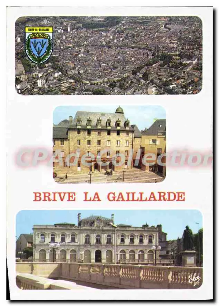 Brive-la-Gaillarde — Luftbild, Rathaus, Theater — Cartes Postales Victor Hugo - Vorderseite
