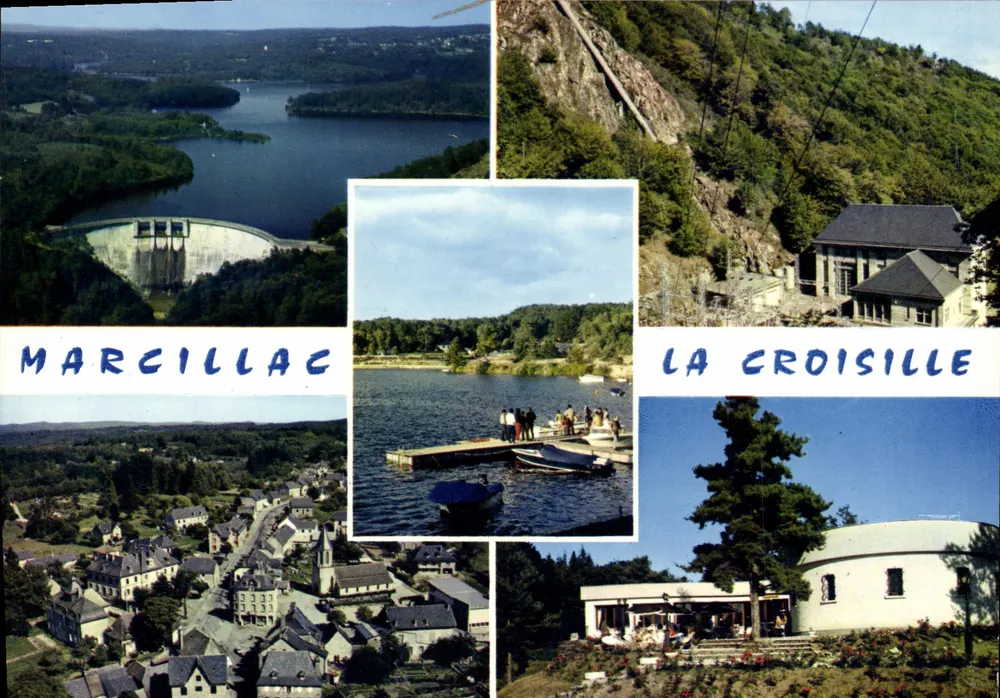 Marcillac - La Croisille — Vista general del dique y de la central hidroeléctrica — Ediciones Réuniot, n°50 - Anverso