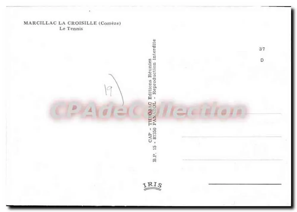 Marcillac La Croisille (Corrèze) — O Tênis — CAP - THONAC Éditions Réunies - Verso