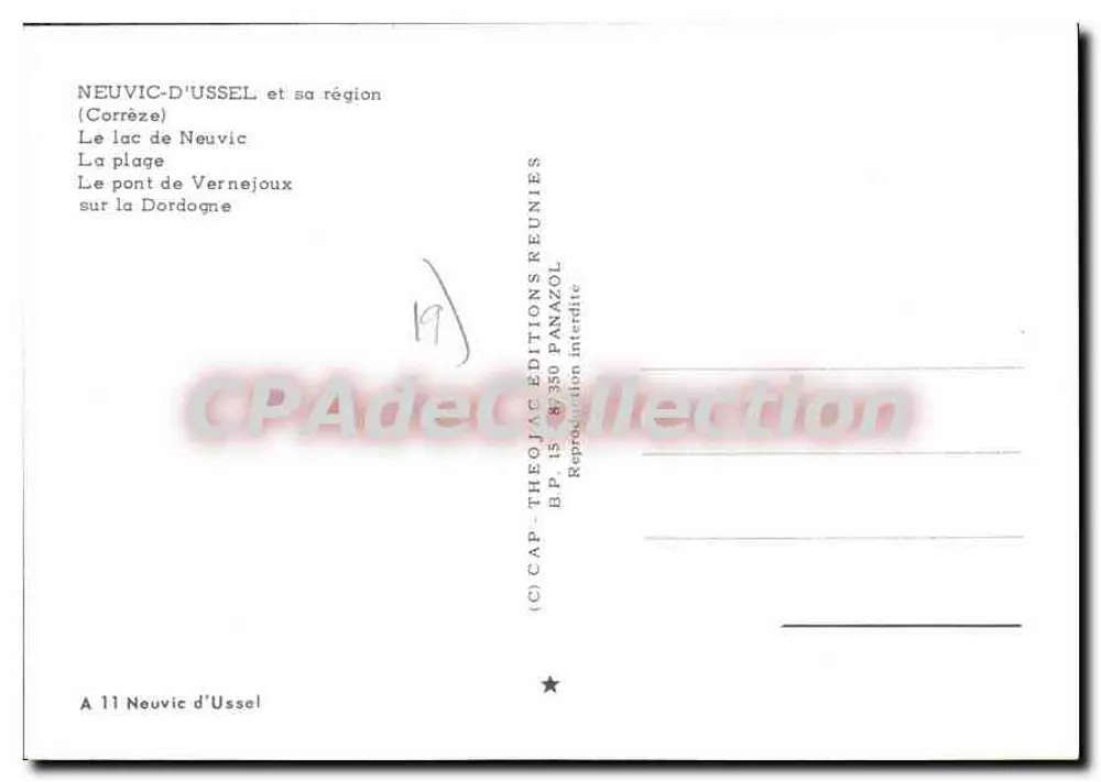 Neuvic d'Ussel — See, Strand und Brücke — Éditions Panazol - Rückseite