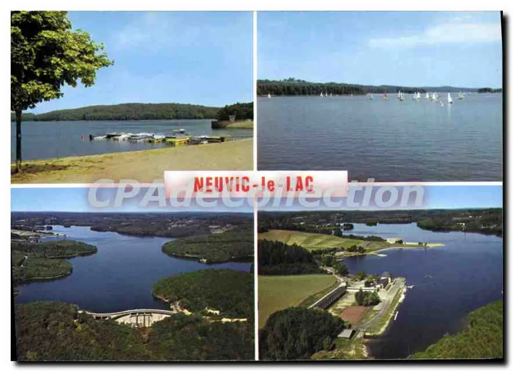 Neuvic-Le-Lac — Luftbild und See mit Segelbooten — Bilder Frankreichs, Touristische Corrèze - Vorderseite