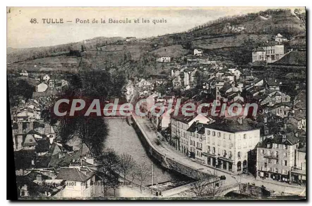 Tulle — Pont de la Bascule und die Ufer — Vintage Postcard/Antike Ansichtskarte - Vorderseite