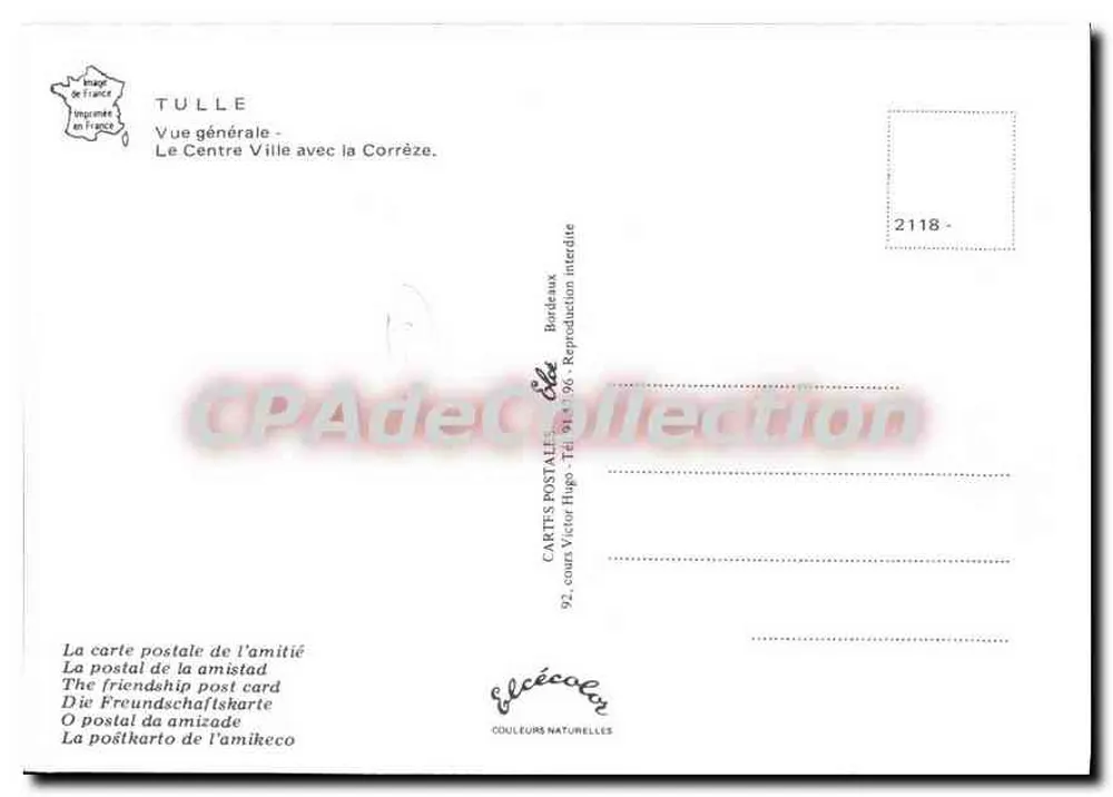 Tulle — Allgemeine Ansicht — Das Stadtzentrum mit der Corrèze — Verlag Elcée - Rückseite