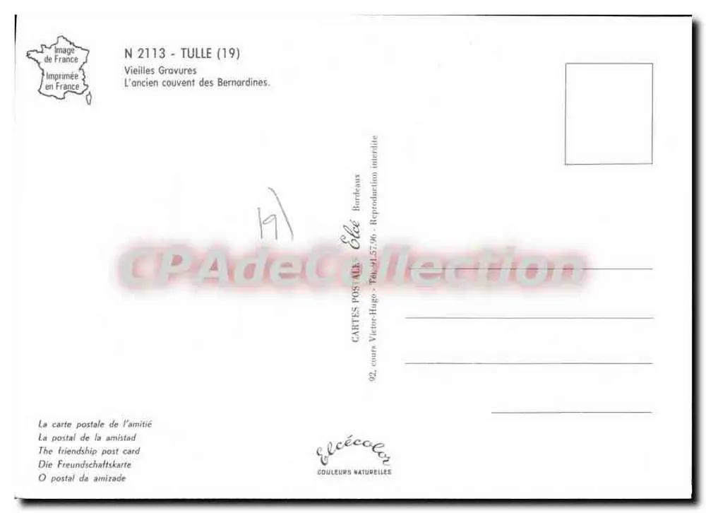 Tulle — Das alte Konvent der Bernardiner — Verlag Vielle-Hugo, n° 2113 - Rückseite