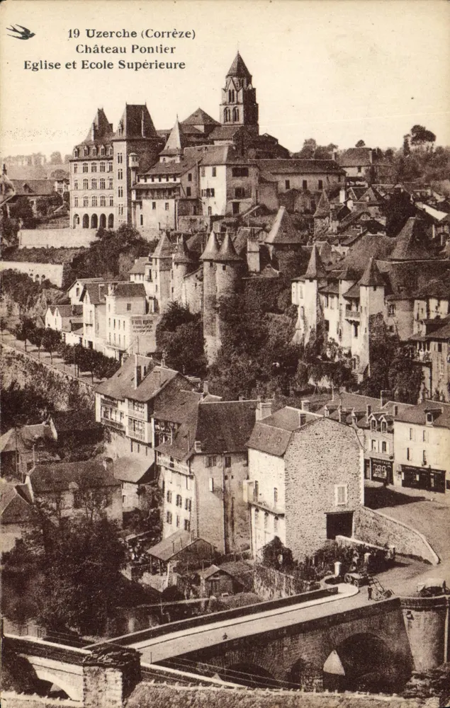 Uzerche (Corrèze) — Schloss Pontier, Kirche und Hochschule — Vintage Postcard/Antike Ansichtskarte n°19 - Vorderseite
