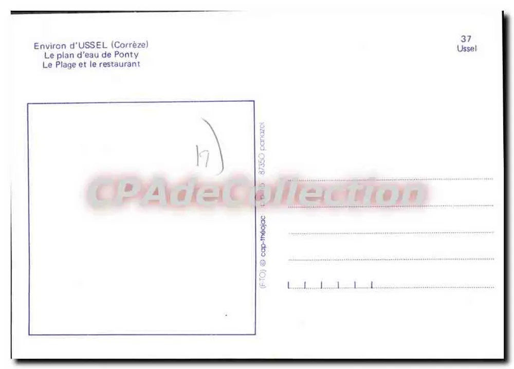 Plano d'água de Ponty — Ao redor de Ussel (Corrèze) — CPAdeCollection n°37 - Verso