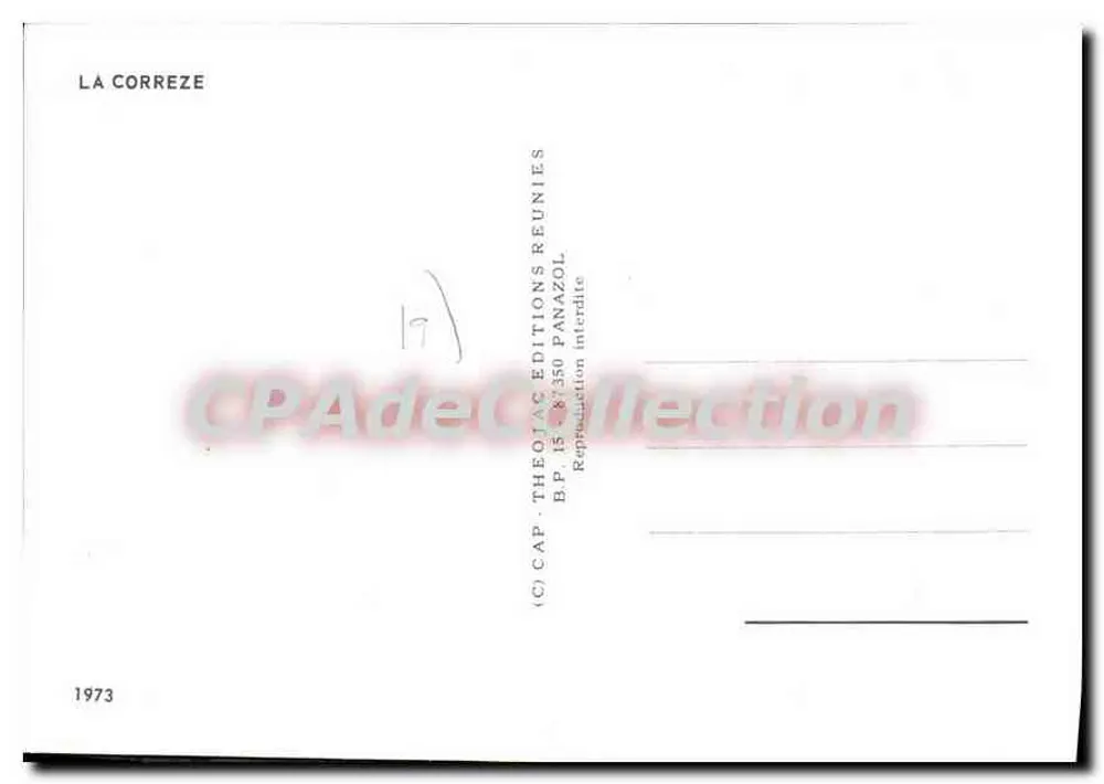 La Corrèze — cartão postal turístico com mapa e fotos de locais — editor CPAPAC ÉDITIONS REUNIES - Verso