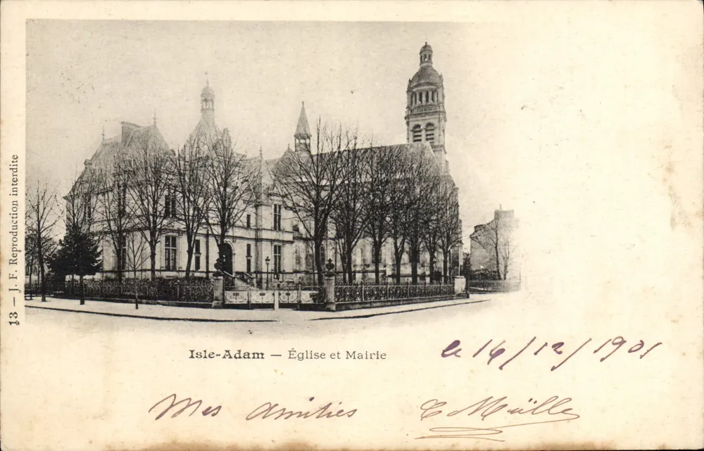 Isle-Adam — Kirche und Rathaus — J.F. n°13 - Vorderseite