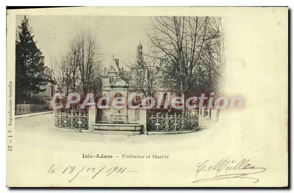 Isle-Adam — Fontäne und Rathaus — J.F. Miller, Nr. 17 - Vorderseite