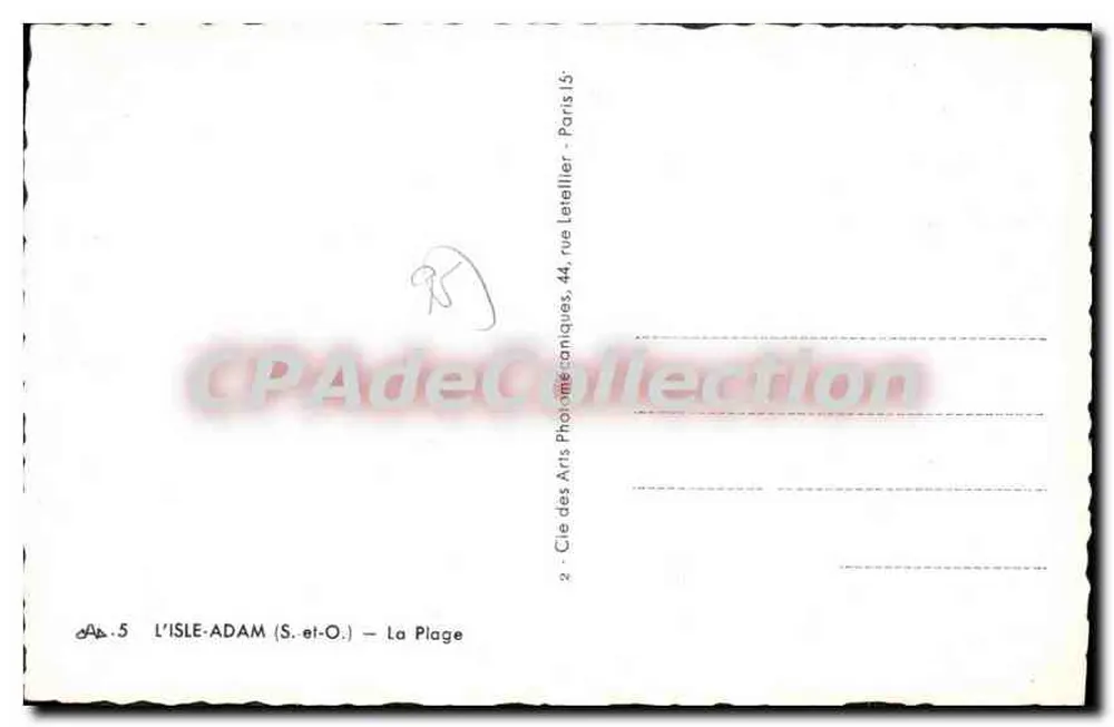 ल'इसल-एडम (दक्षिण एवं पश्चिम) — प्लेज़ — फोटोग्राफिक आर्ट्स कंपनी, 44, रू लेटेलियर - पेरिस - पीछे