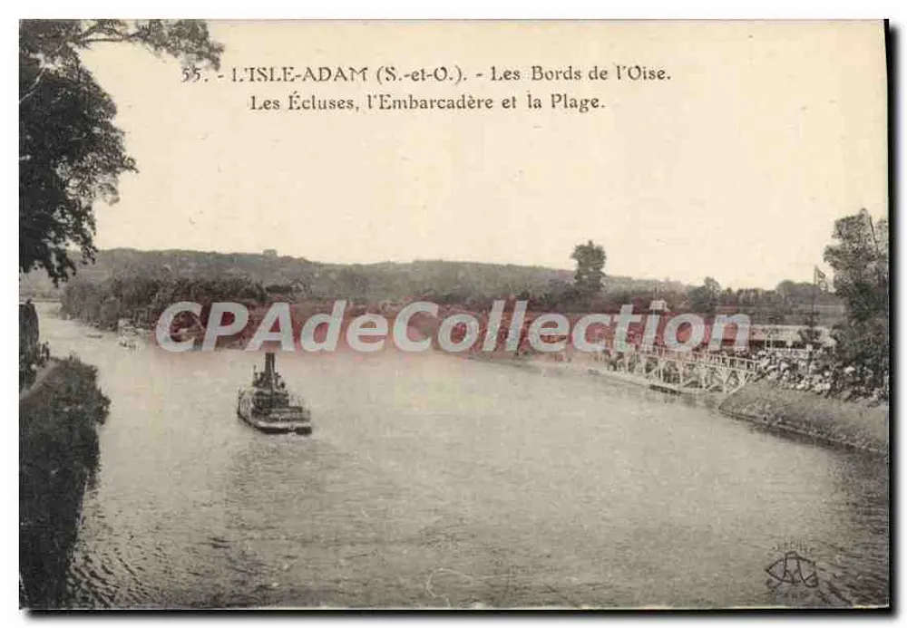 L'Isle-Adam (S.-et-O.) — Die Schleusen, der Landungssteg und der Strand — Imp. phot. 'L'Allée'. - Vorderseite