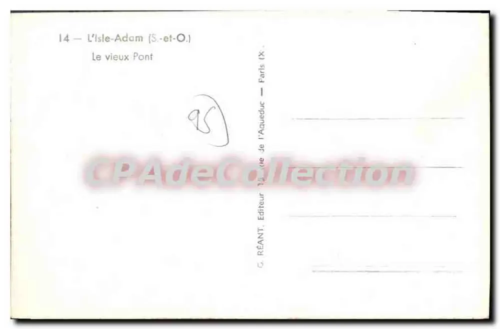 L'Isle-Adam (S.-et-O.) — O velho Ponte — G. RÉCANT, Editor da Aqueduto - Verso