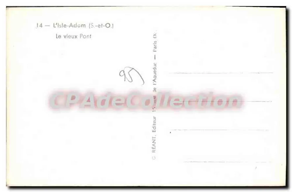 L'Isle-Adam (S.-et-O.) — O Velho Ponte — Editor Réant, Paris - Verso