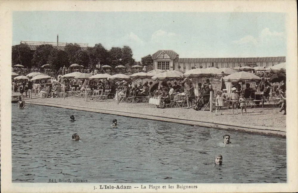 L'Isle-Adam — A Praia e os Banhistas — Edit Briard, Livreiros - Frente