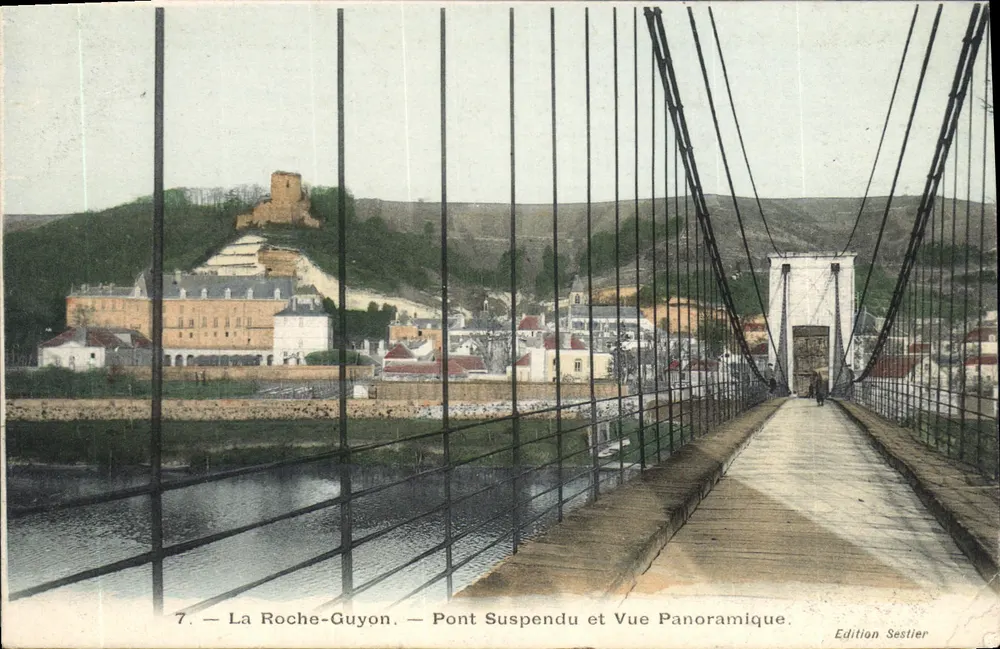 La Roche-Guyon — Hängbrücke und Panoramablick — Edition Sestlier, n°7 - Vorderseite