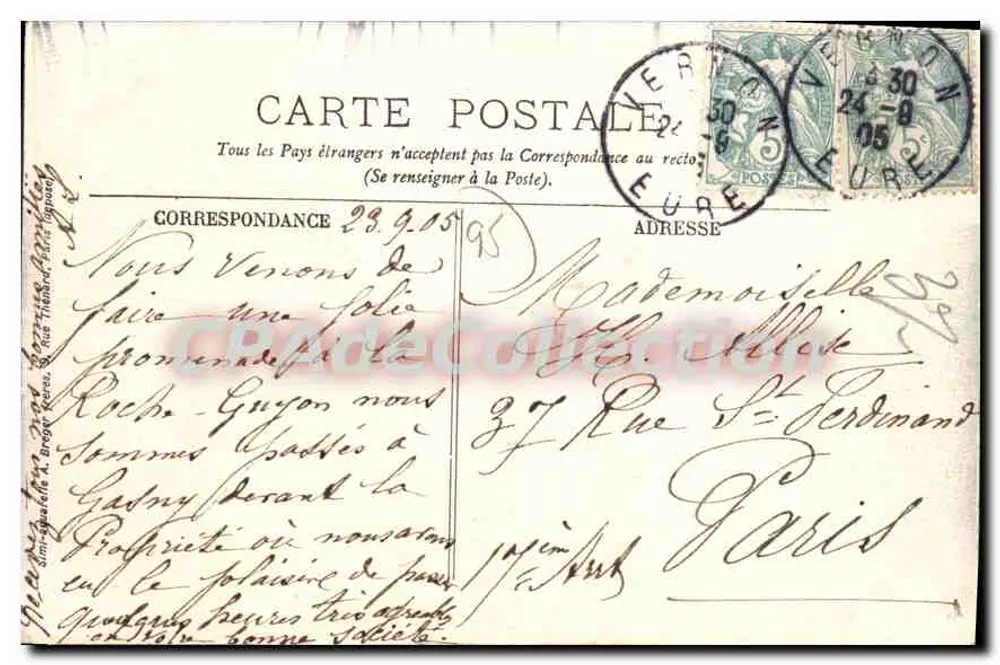 La Roche-Guyon — Hängbrücke und Panoramablick — Edition Sestlier, n°7 - Rückseite