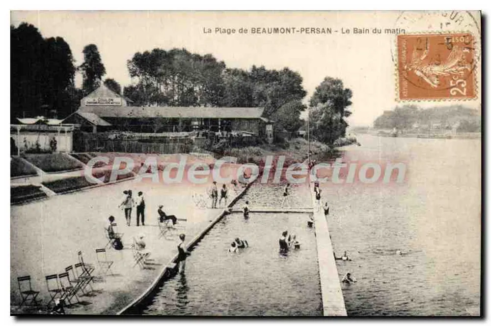 La Playa de BEAUMONT-PERSAN — El Baño de la mañana — Frémont, edit. - Anverso