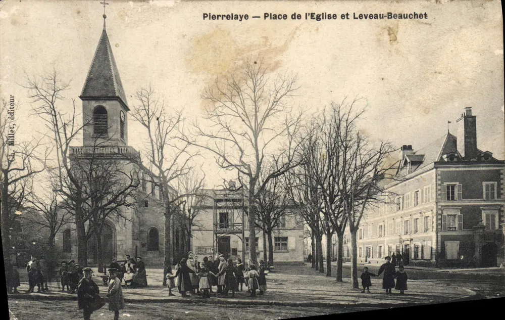Pierrelaye — Place de l'Église und Leveau-Beauchet — Ch. Miller, Verlag - Vorderseite