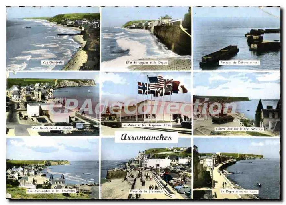 Arromanches — Vista Geral, Dique, Museu dos Aliados, Porto Winston — Éditions Romacolor - Frente
