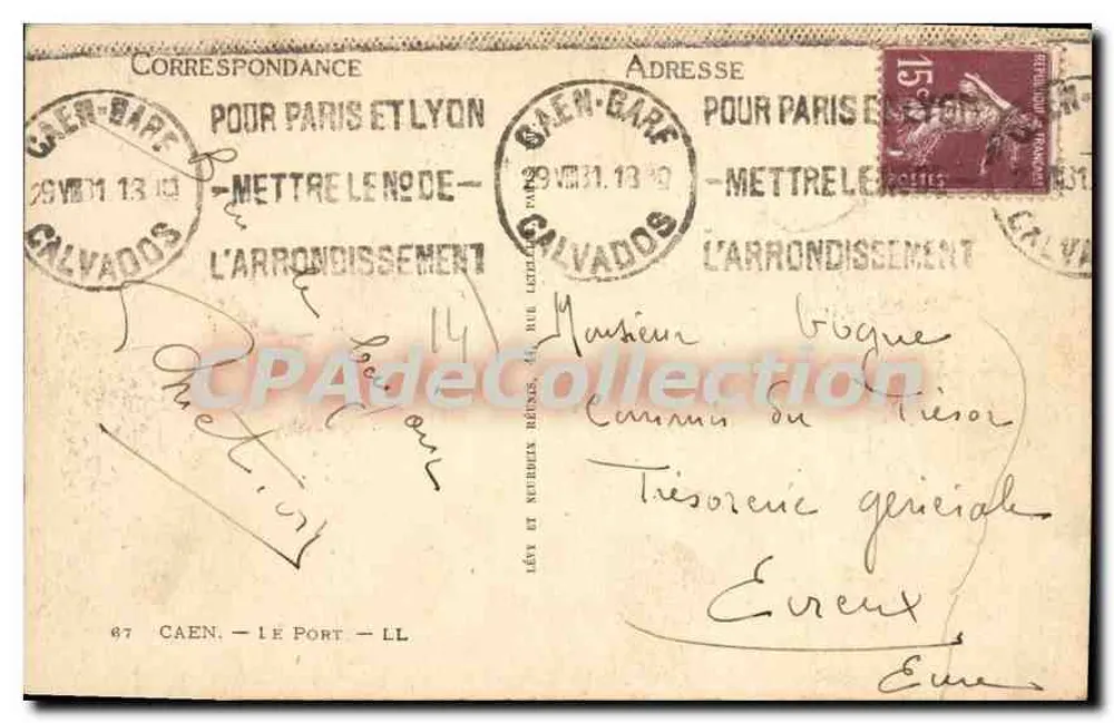 Porto de Caen — vista dos cais e dos barcos — editor não identificado, número de série não visível - Verso