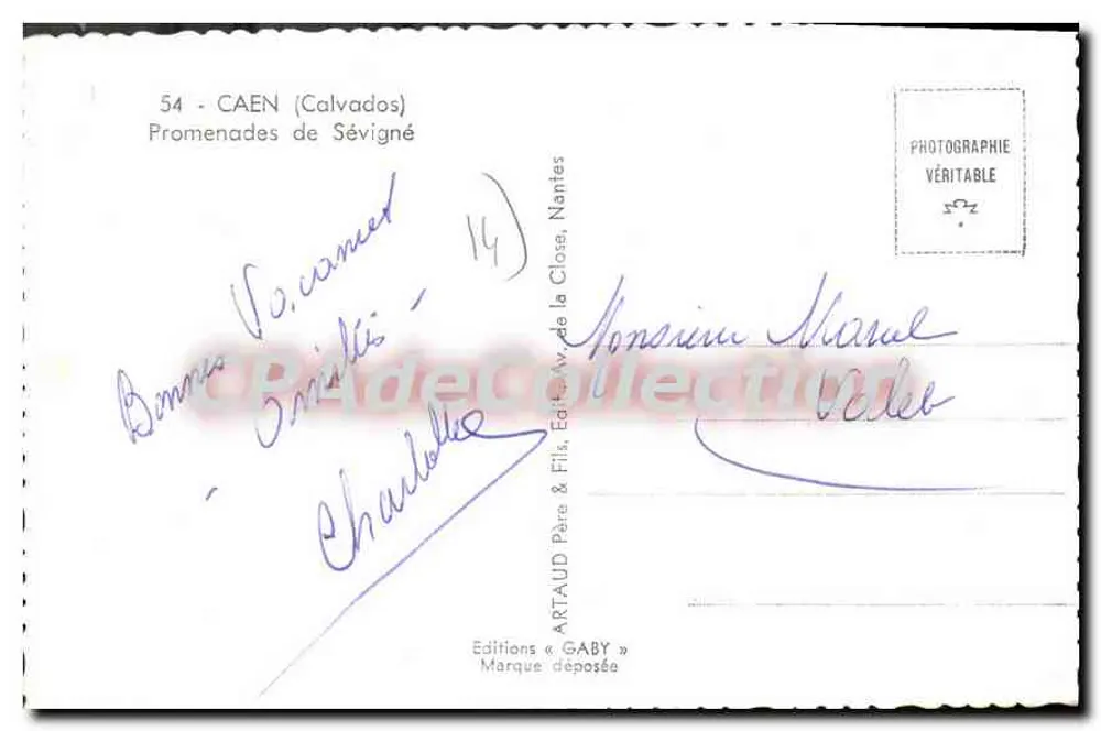 Promenades de Sévigné — Caen (Calvados) — Edições Gaby - Verso