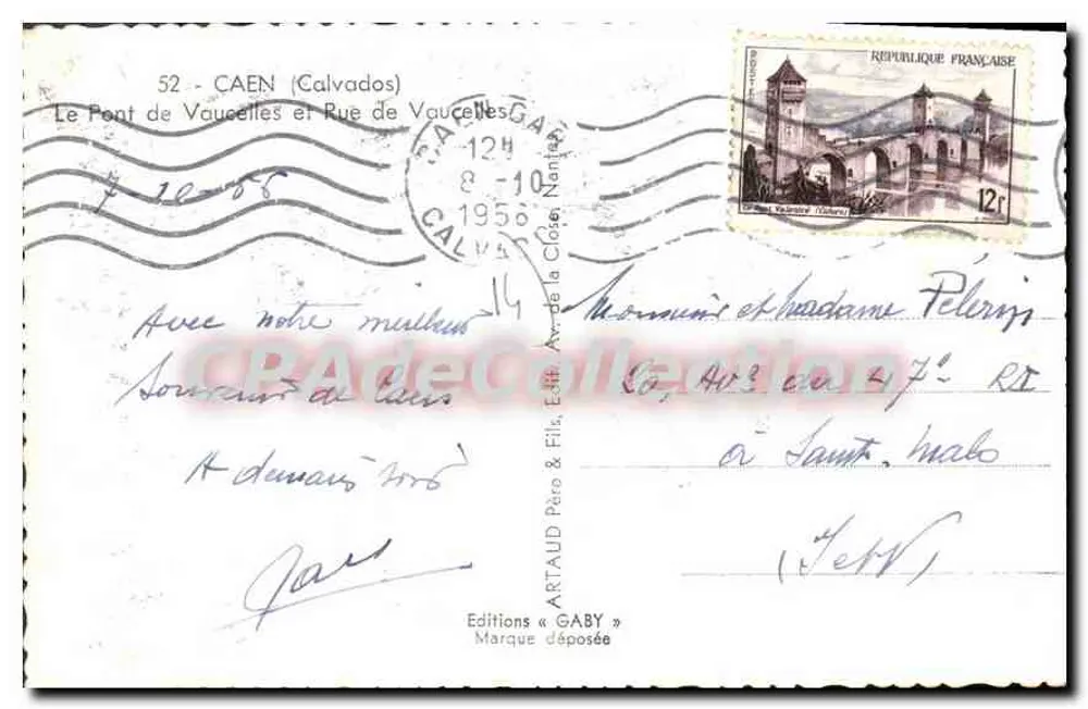 Brücke von Vaucelles und Straße von Vaucelles — Caen (Calvados) — Editions Gaby - Rückseite