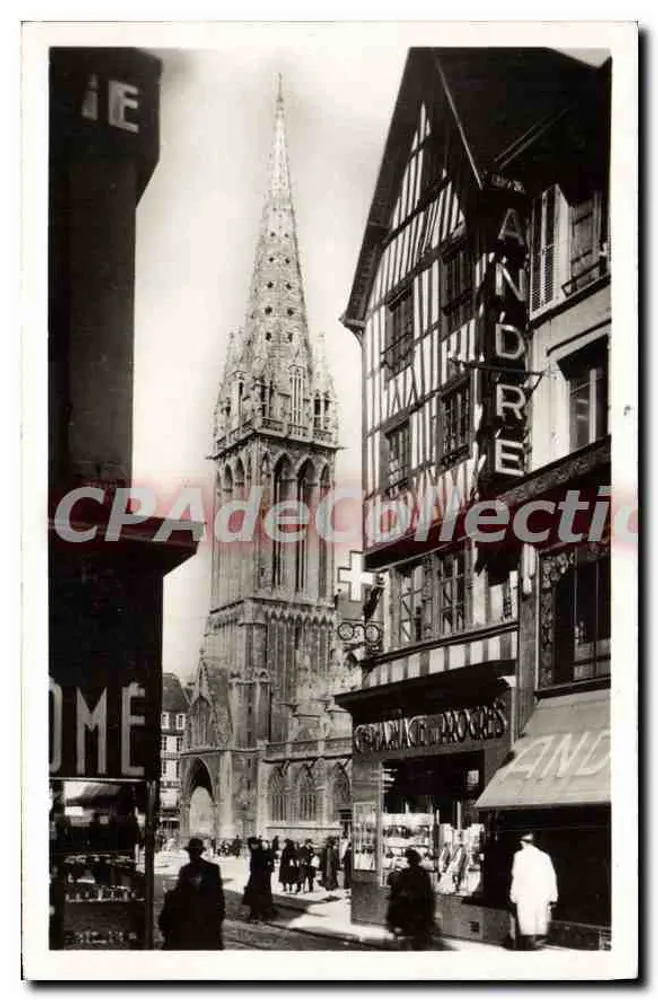 Der Turm der St-Pierre-Kathedrale von der St-Jean-Straße aus gesehen — Caen (Calvados) — belgische Kunstausgabe - Vorderseite