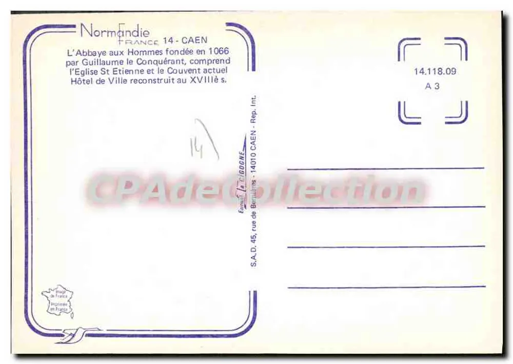 Caen — Abtei der Männer und Kirche Saint-Étienne — Continental Édition - Rückseite