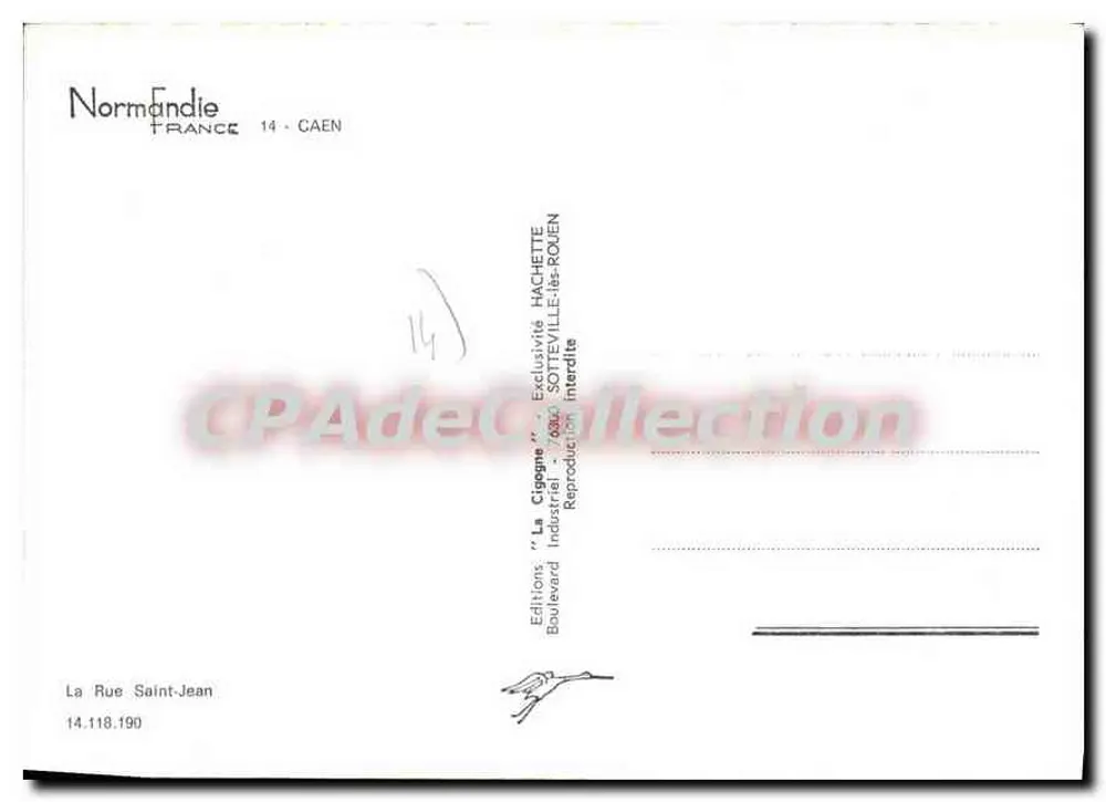 La Cigogne — Caen — Éditions Hachette - Verso