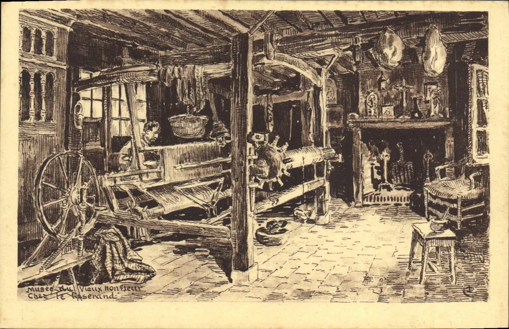 Innenraum einer Weberin — Museum des Alten Honfleur — Bei der Weberin - Vorderseite