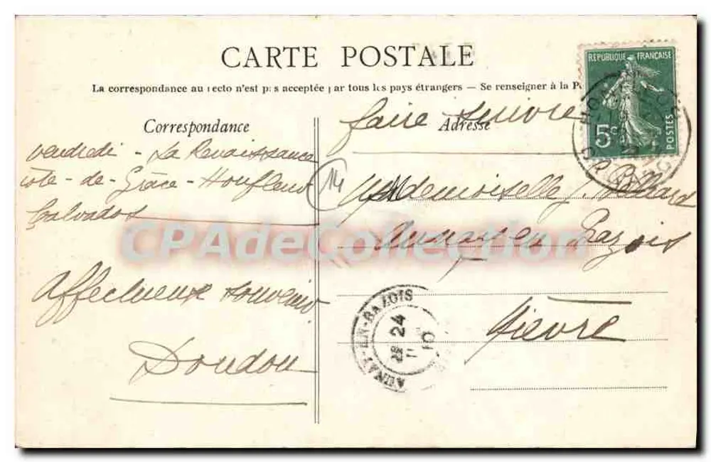 Honfleur — O plateau da costa da Graça — Coleção AD - Verso