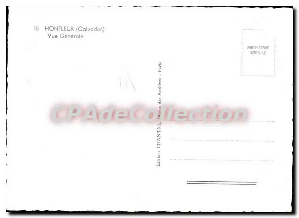 Honfleur (Calvados) — Vista Geral — Edições Chantal, Paris - Verso