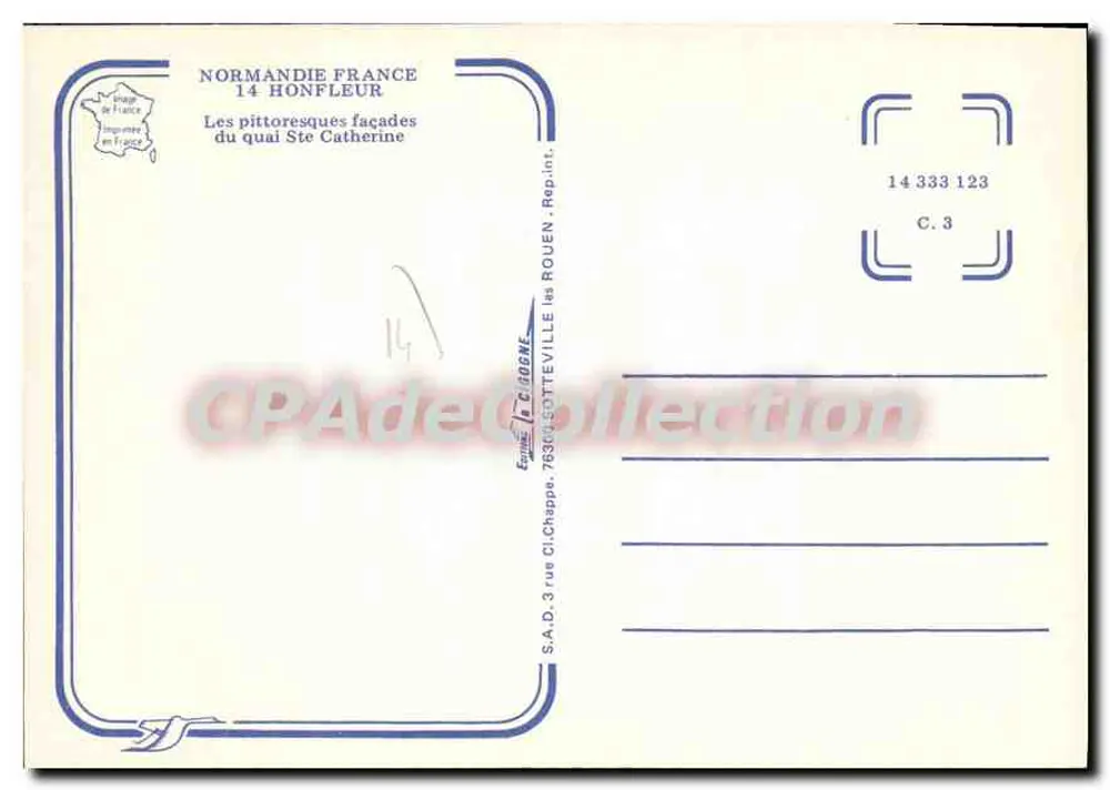 Die pittoresken Fassaden des Quais Sainte-Catherine — Honfleur — S.A.D. Éditions de Clichy - Rückseite