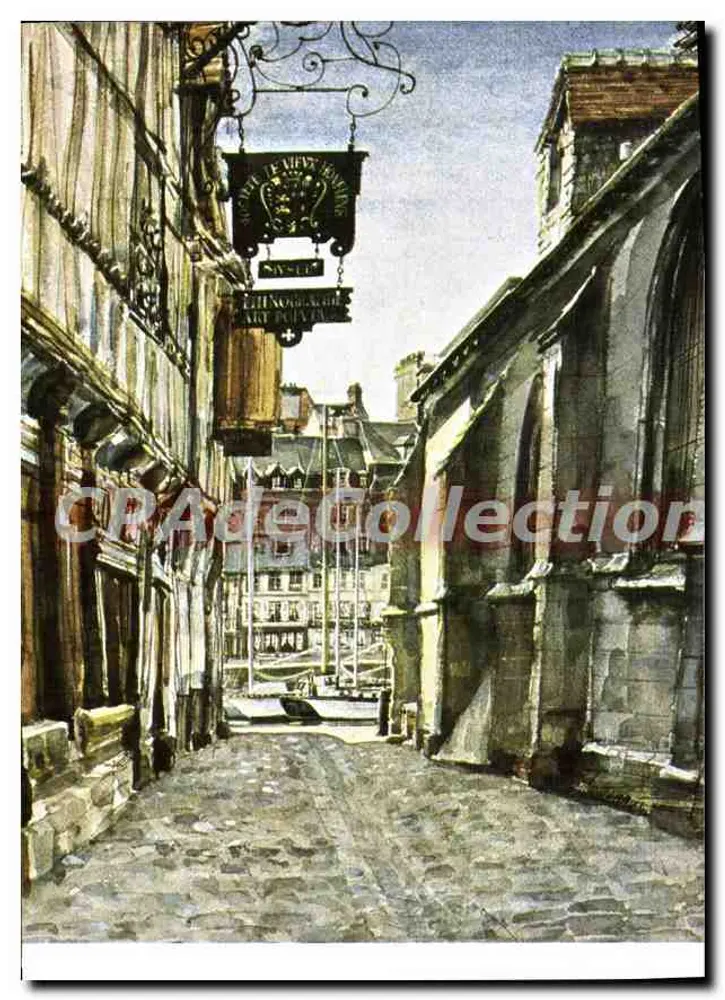 Die Straße der Gefängnis — Honfleur, Normandie — Aquarell von Jean Louis Thibaut, 1980 - Vorderseite