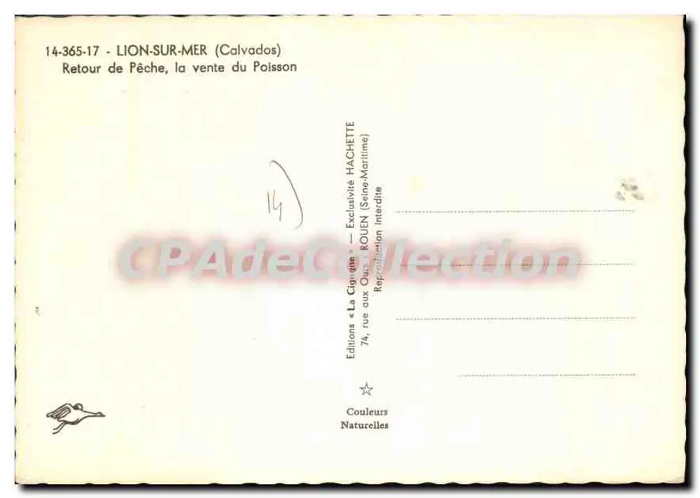 Lion-sur-Mer — Retorno da pesca, a venda do peixe — Edições « La Cigogne » - Verso