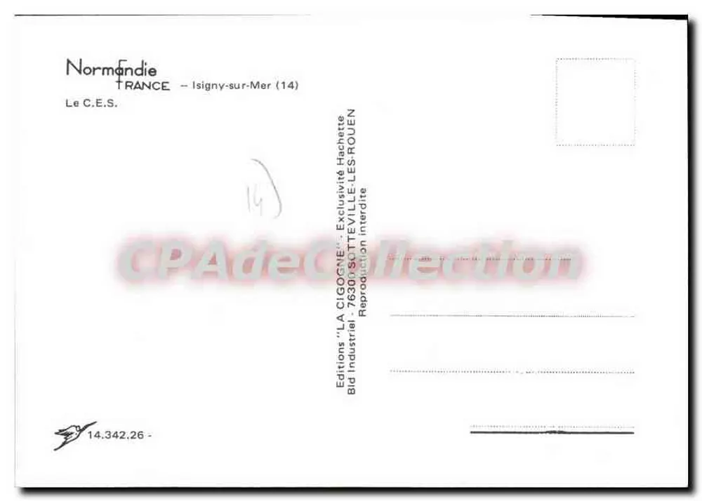 Isigny-sur-Mer — Le C.E.S. — Edições 'LA CIGOGNE' - Verso