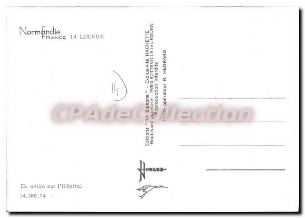 Ospedale di Lisieux — vista aerea — Edizioni 'La Cigogne' - Verso