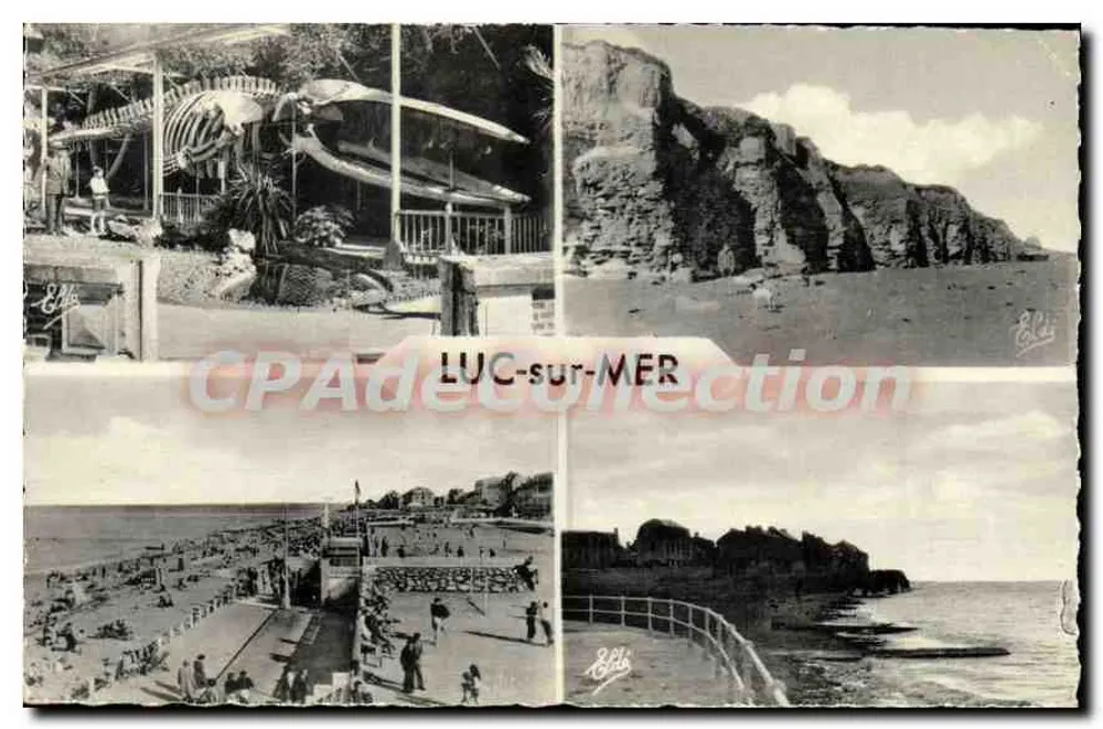 Luc-sur-Mer — Ansicht der Strandpromenade, Klippen und Walfossil — Verlag: Éd. de Luc-sur-Mer - Vorderseite