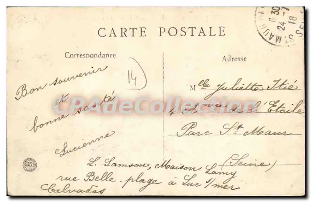 Luc-sur-Mer (Calvados) — Das Ende der Deiche und die Klippen von Langrune — Bei « Petit Paradis » - Rückseite