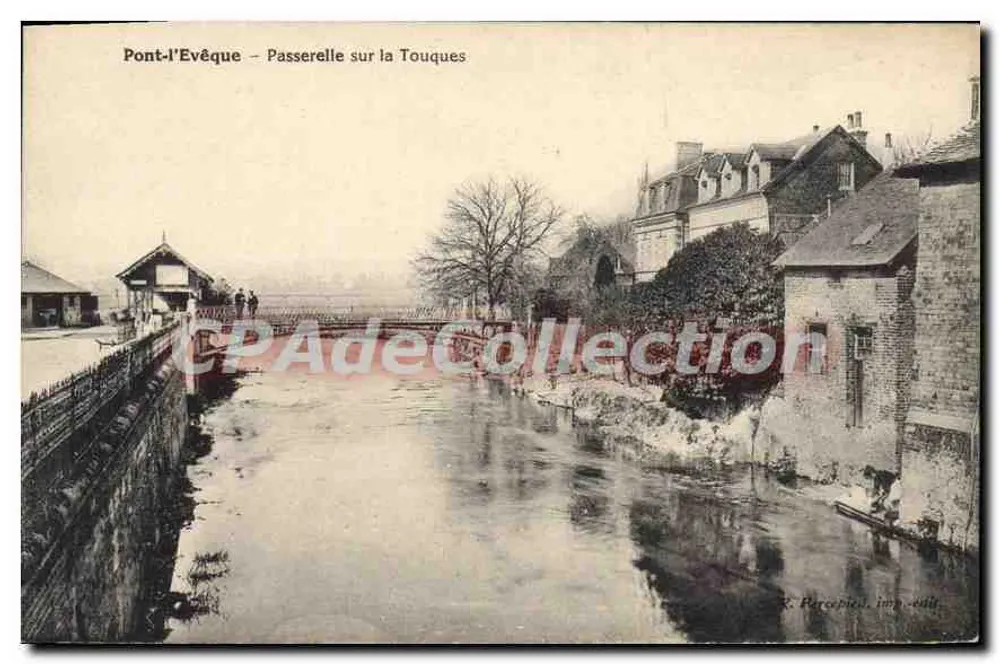 Pont-l'Évêque — Ponte sobre a Touques — C. Percefiel, imp. - edit. - Frente