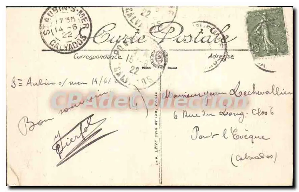 Saint-Aubin-sur-Mer — Las Escolleras — LL. — N°33 - Reverso