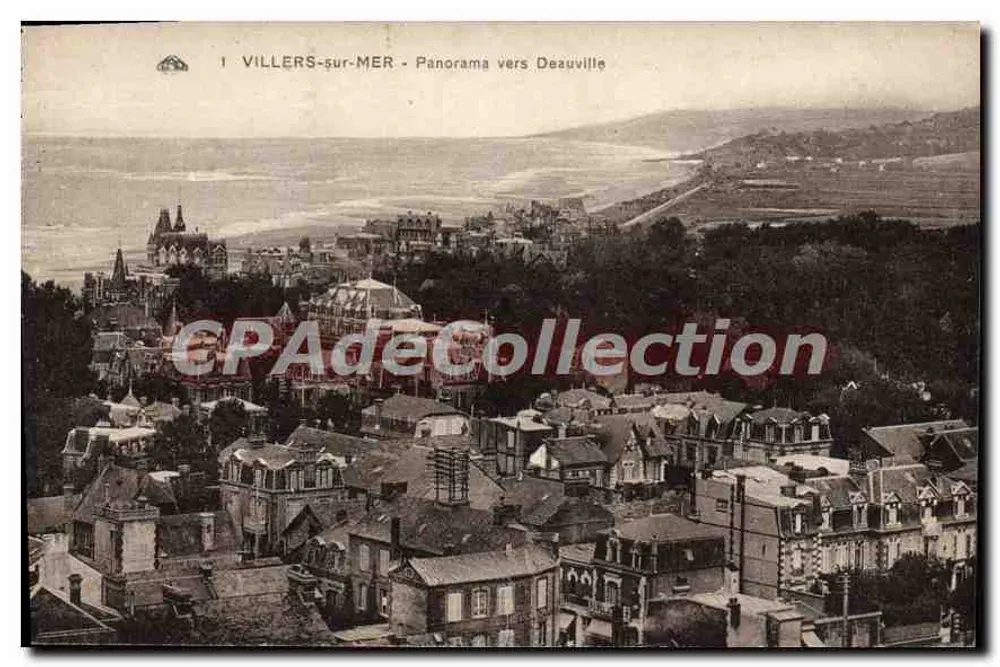 Villers-sur-Mer — Panorama Richtung Deauville — Antike Ansichtskarte aus Sammlung - Vorderseite