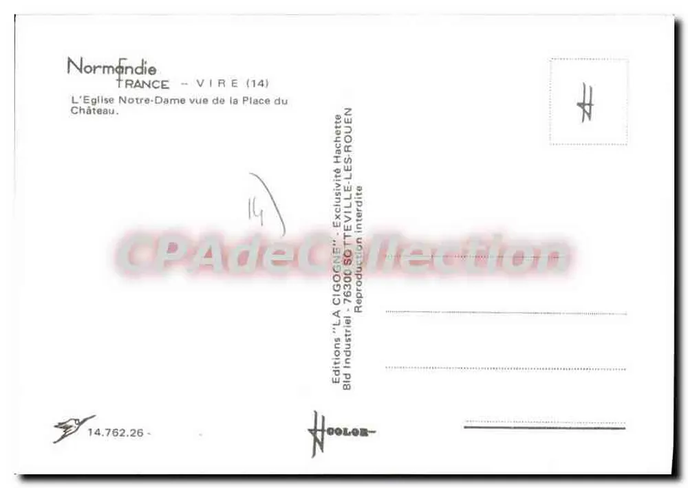 Die Storch — Ansicht der Kirche Notre-Dame vom Schlossplatz — Edition Bid Industriel - Rückseite