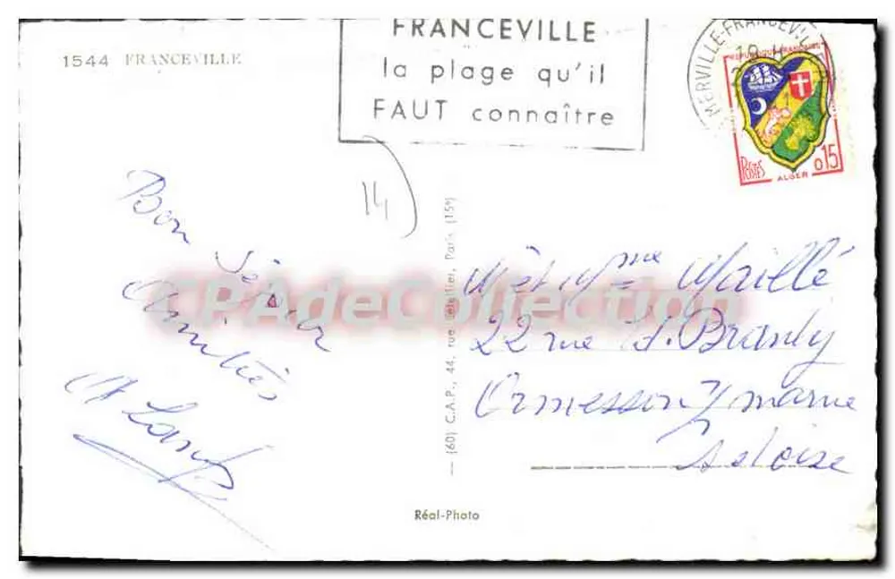 Franceville — Ansicht der Küste — Real Photo - Rückseite
