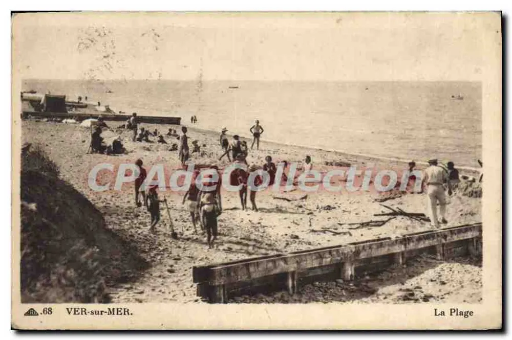 VER-sur-MER — A Praia — CP Ade Collection n°68 - Frente